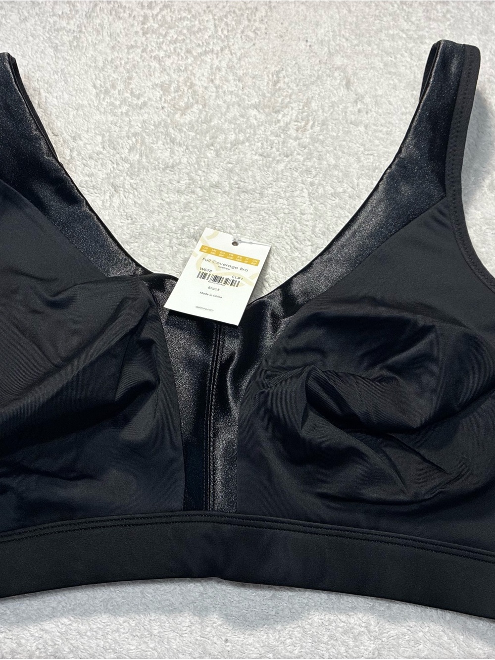 Black Full-Coverage Comfort Bra with Front Zip